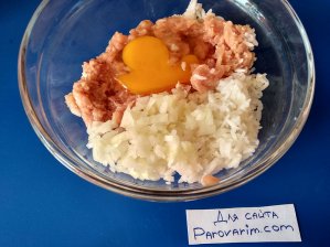 Вбейте в фарш сырое яйцо, добавьте соль и перец